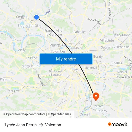 Lycée Jean Perrin to Valenton map