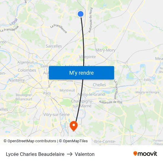 Lycée Charles Beaudelaire to Valenton map