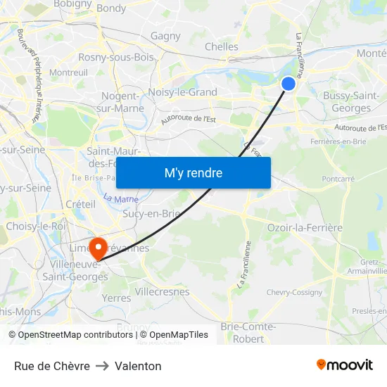 Rue de Chèvre to Valenton map