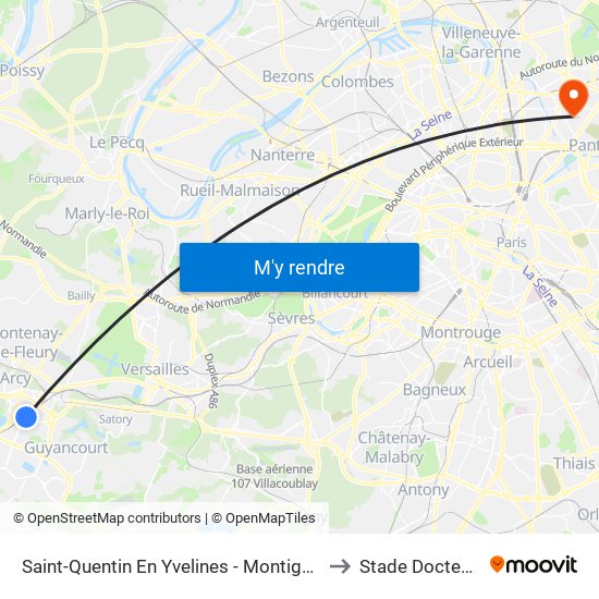 Saint-Quentin En Yvelines - Montigny-Le-Bretonneux to Stade Docteur Pieyre map