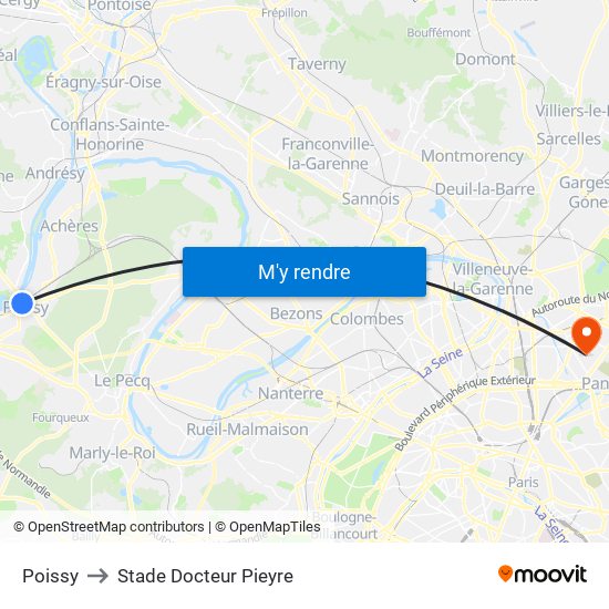 Poissy to Stade Docteur Pieyre map