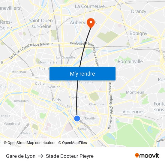 Gare de Lyon to Stade Docteur Pieyre map