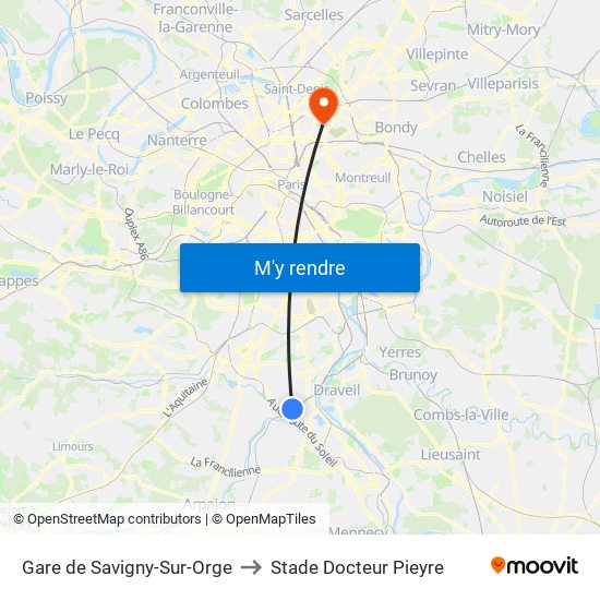 Gare de Savigny-Sur-Orge to Stade Docteur Pieyre map