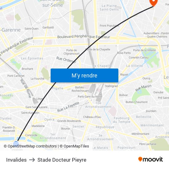 Invalides to Stade Docteur Pieyre map