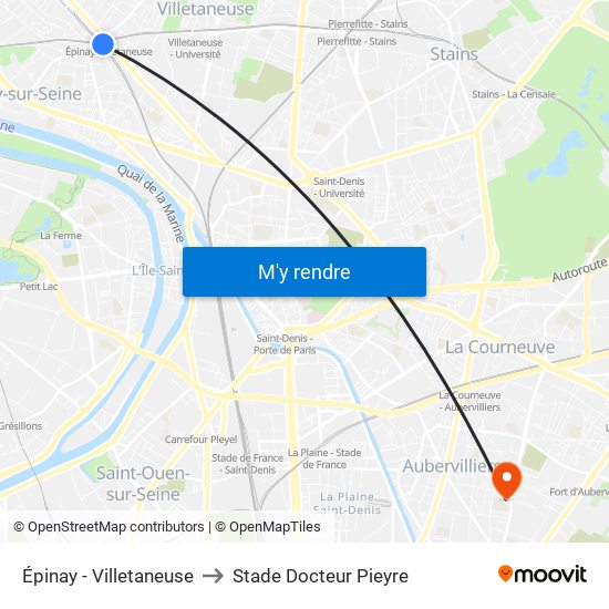 Épinay - Villetaneuse to Stade Docteur Pieyre map