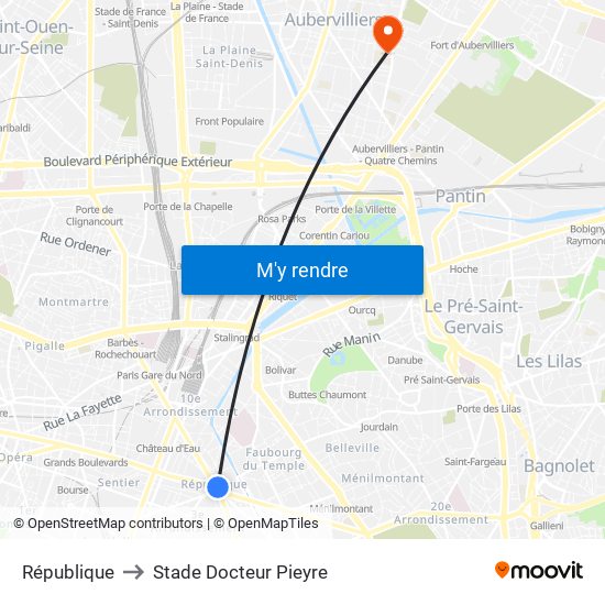 République to Stade Docteur Pieyre map