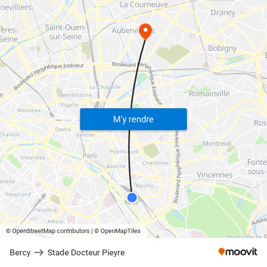 Bercy to Stade Docteur Pieyre map
