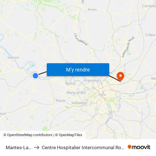 Mantes-La-Jolie to Centre Hospitalier Intercommunal Robert Ballanger map