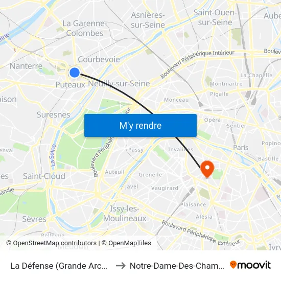 La Défense (Grande Arche) to Notre-Dame-Des-Champs map