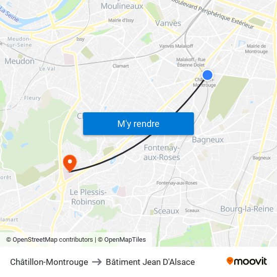 Châtillon-Montrouge to Bâtiment Jean D'Alsace map