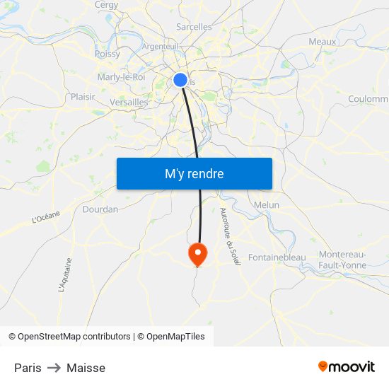 Paris to Maisse map