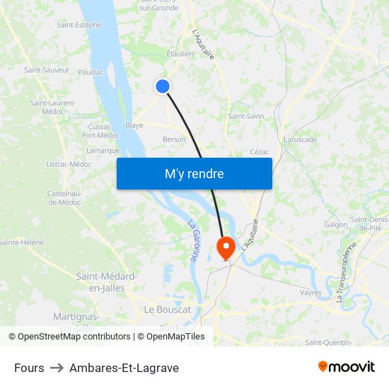 Fours to Ambares-Et-Lagrave map