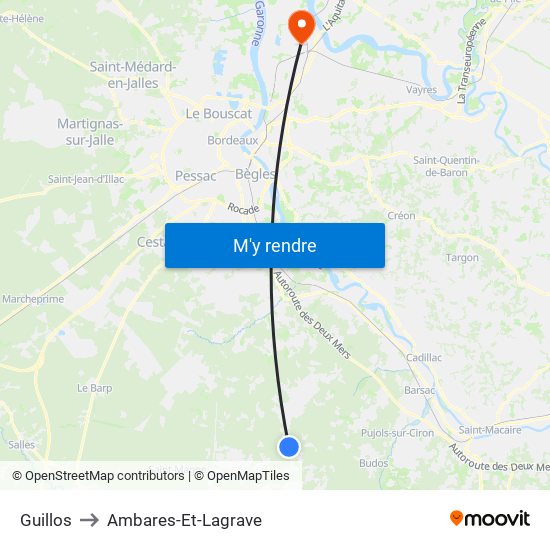 Guillos to Ambares-Et-Lagrave map