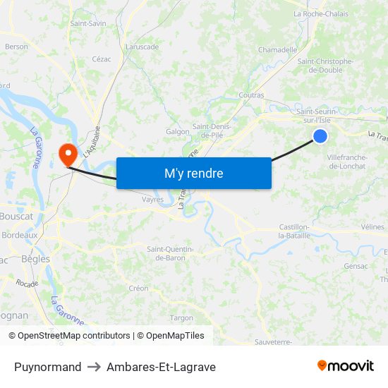 Puynormand to Ambares-Et-Lagrave map