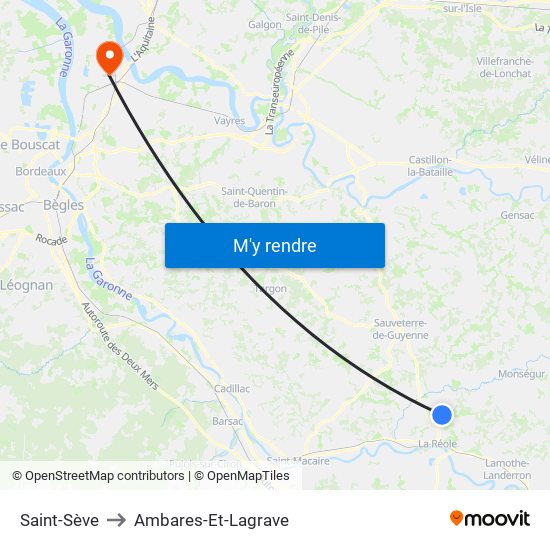 Saint-Sève to Ambares-Et-Lagrave map