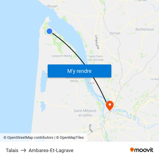 Talais to Ambares-Et-Lagrave map