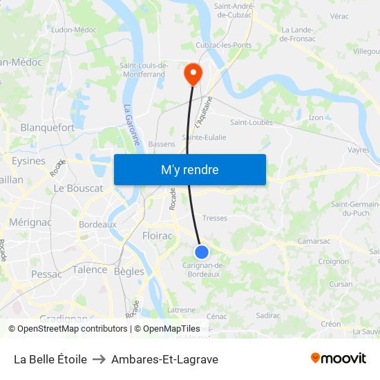 La Belle Étoile to Ambares-Et-Lagrave map