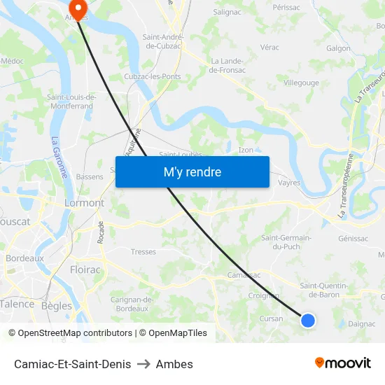 Camiac-Et-Saint-Denis to Ambes map