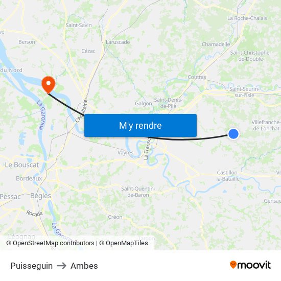 Puisseguin to Ambes map