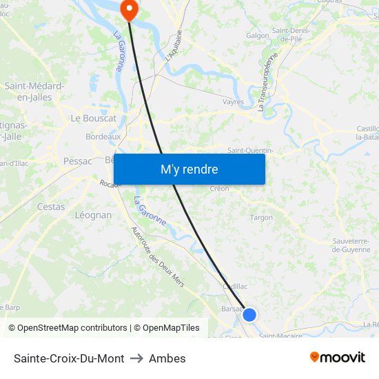 Sainte-Croix-Du-Mont to Ambes map