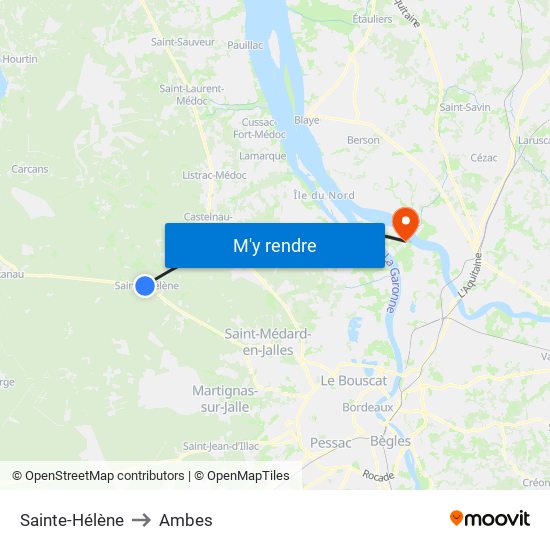 Sainte-Hélène to Ambes map
