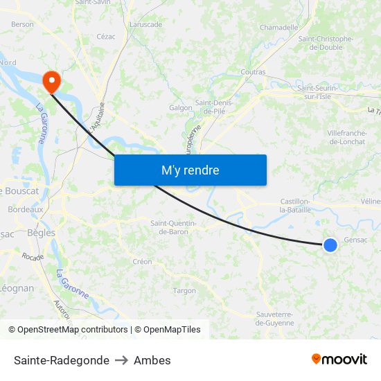 Sainte-Radegonde to Ambes map