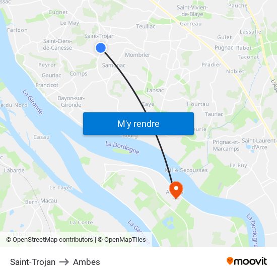 Saint-Trojan to Ambes map