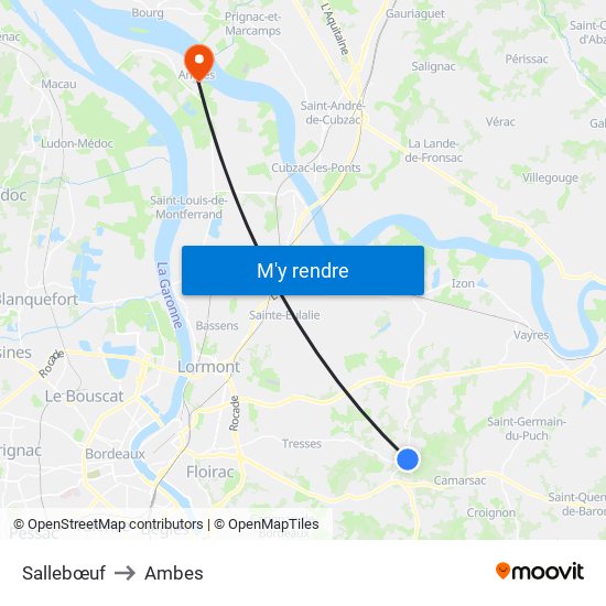 Sallebœuf to Ambes map