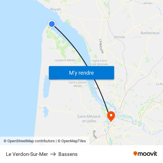 Le Verdon-Sur-Mer to Bassens map