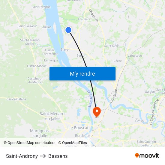 Saint-Androny to Bassens map