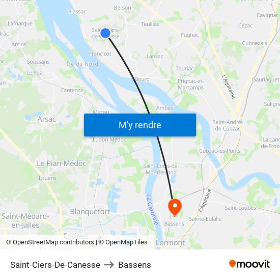 Saint-Ciers-De-Canesse to Bassens map