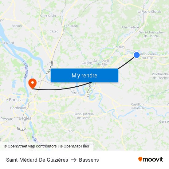 Saint-Médard-De-Guizières to Bassens map