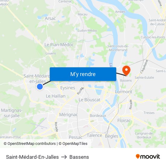 Saint-Médard-En-Jalles to Bassens map