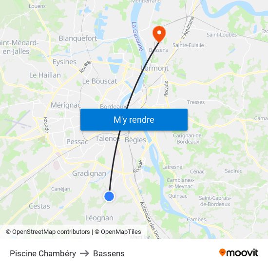 Piscine Chambéry to Bassens map