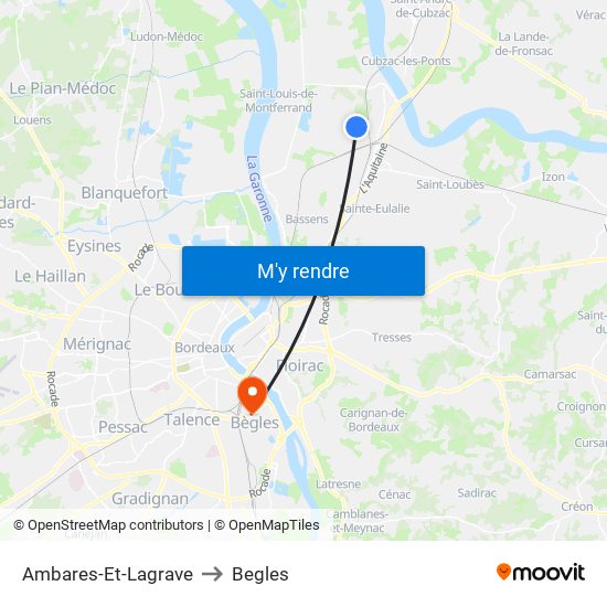 Ambares-Et-Lagrave to Begles map