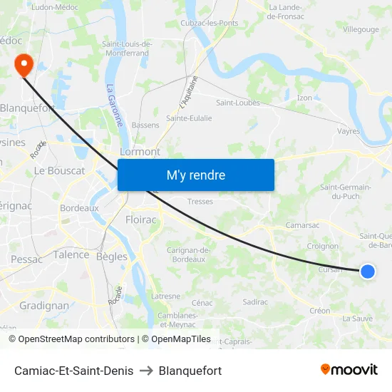 Camiac-Et-Saint-Denis to Blanquefort map