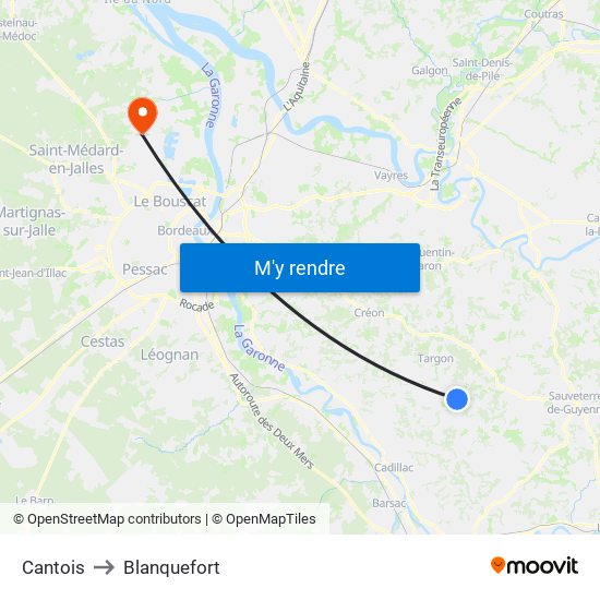 Cantois to Blanquefort map