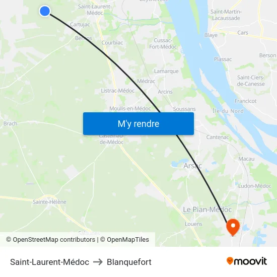 Saint-Laurent-Médoc to Blanquefort map