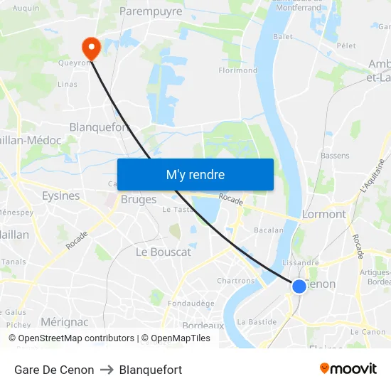 Gare De Cenon to Blanquefort map