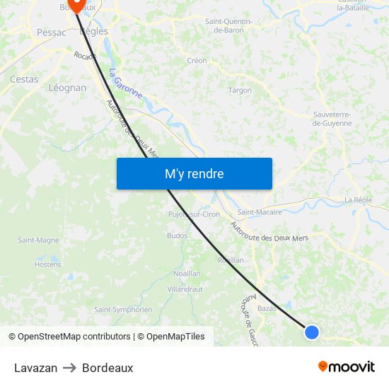 Lavazan to Bordeaux map