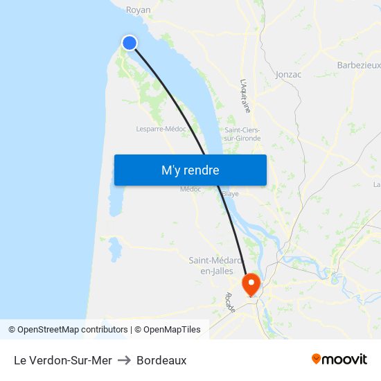 Le Verdon-Sur-Mer to Bordeaux map