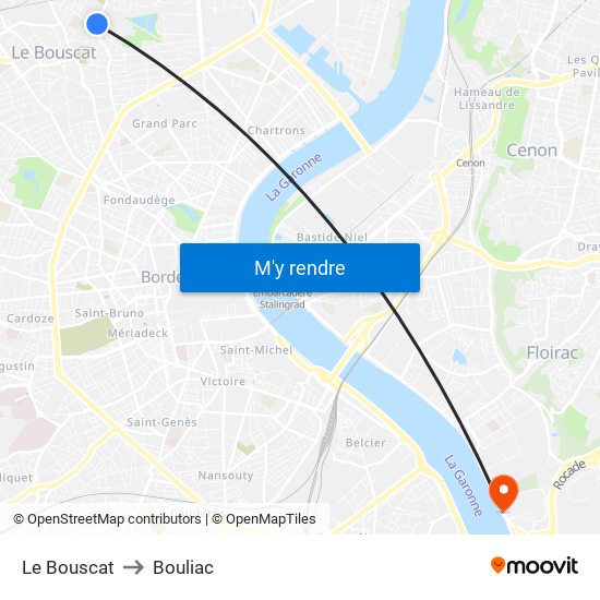 Le Bouscat to Bouliac map