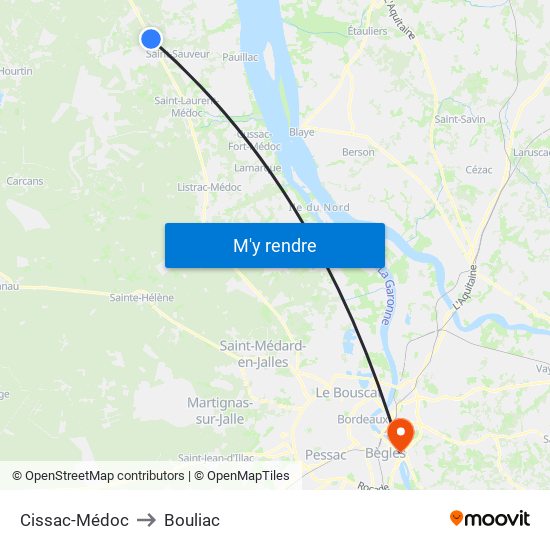 Cissac-Médoc to Bouliac map