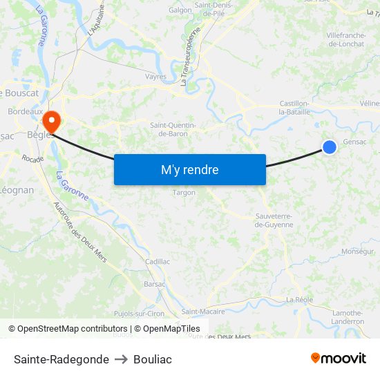 Sainte-Radegonde to Bouliac map