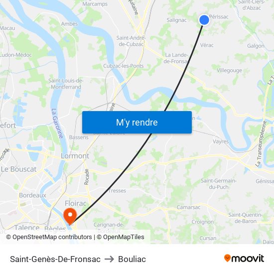 Saint-Genès-De-Fronsac to Bouliac map