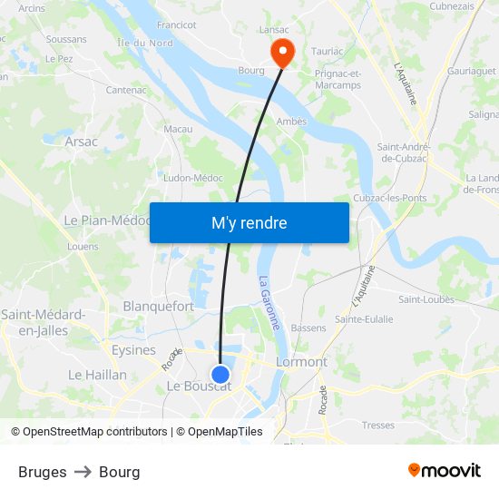 Bruges to Bourg map