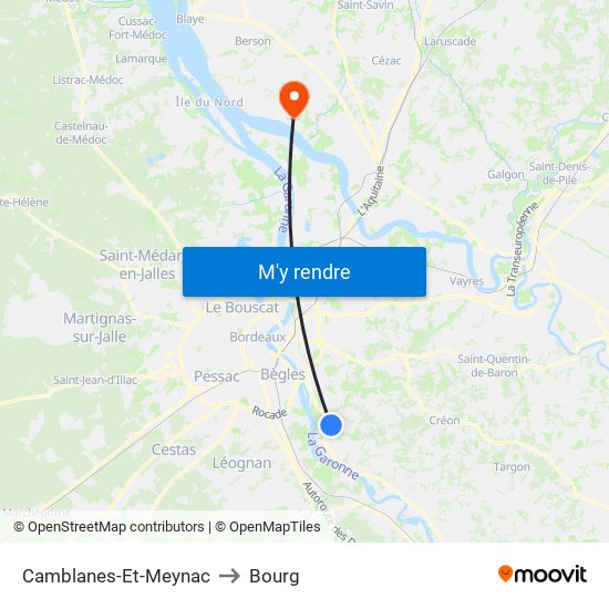 Camblanes-Et-Meynac to Bourg map