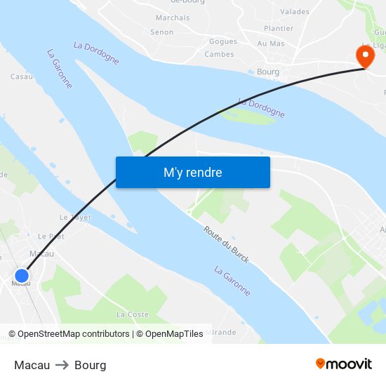 Macau to Bourg map