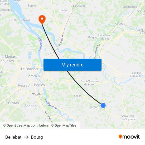 Bellebat to Bourg map