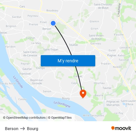 Berson to Bourg map